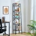 thumbnail image 4 of 5-Tier Industrial Ladder Bookshelf, Narrow Ladder Shelf, Tall Standing Bookshelf, Skinny Open Ladder Shelf, for Living Room, Home Office, Kitchen, Bedroom, Metal Frame, Greige, 4 of 17