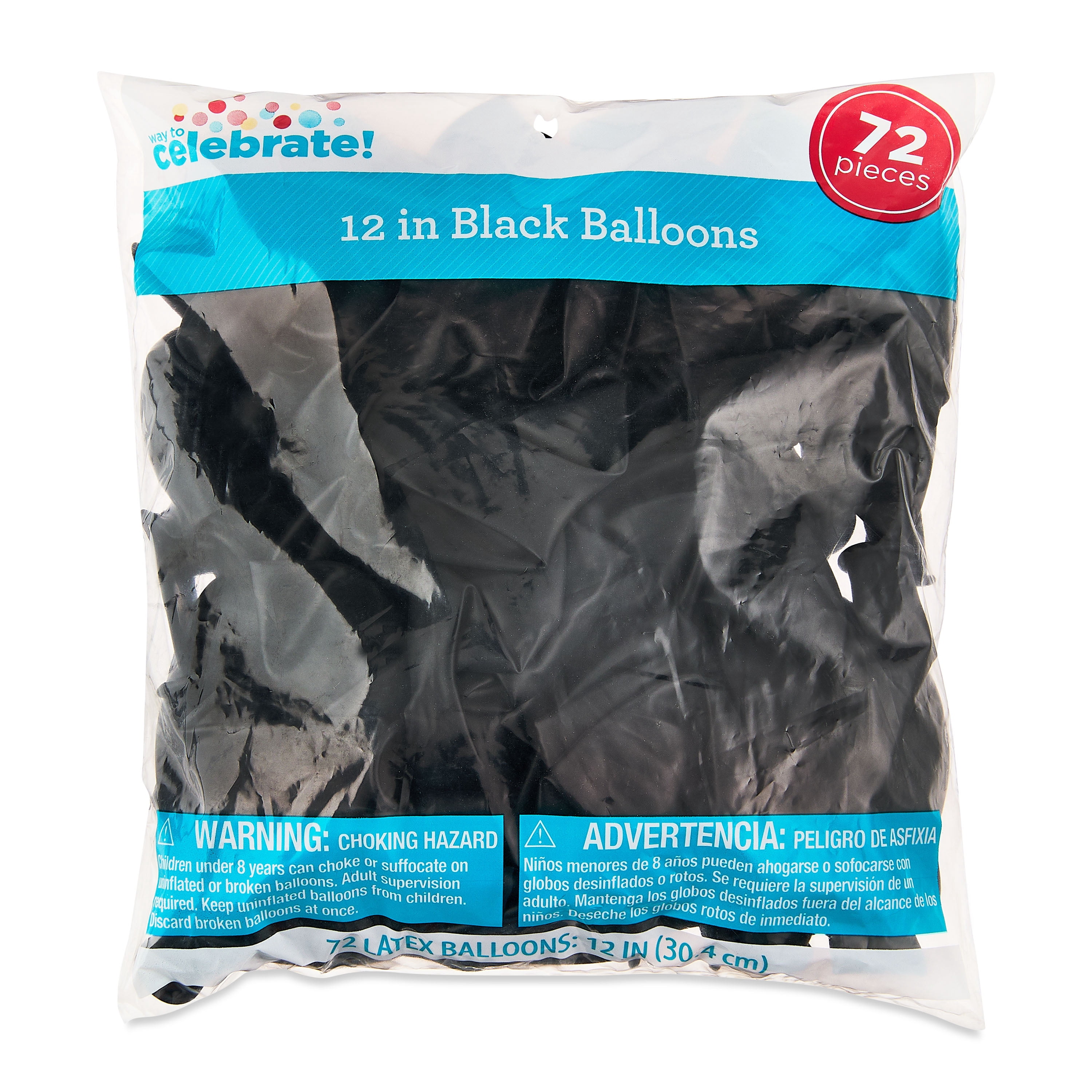 12" Black Latex Balloons, 72 Pieces, by Way To Celebrate