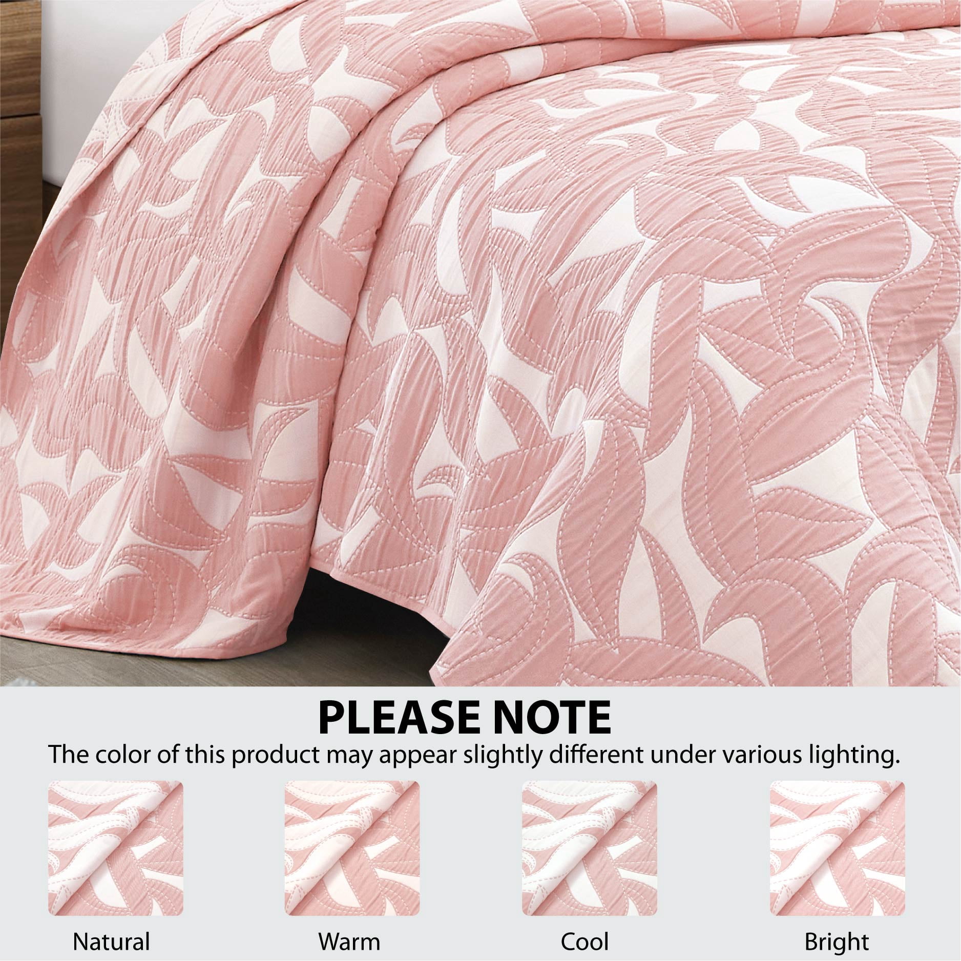 Mainstays Floral Quilt Paisley Floral Pink Polyester Quilted, King - Breathable, Hypoallergenic, Antimicrobial