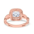 thumbnail image 3 of Rose Tone, Simulated Cubic Zirconia Size-10 Infinity Shank Cushion Cut Art Deco Halo Engagement Ring 925 Sterling Silver, 3 of 7
