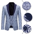 thumbnail image 6 of AZoiNM Men's Slim Fit Floral Suit Set Three Piece Wedding 2 Button Notch Lapel Blazer Vest Pants, 6 of 8