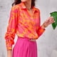 thumbnail image 3 of Blusas De Verano Blusas básicas con estampado floral Camisa de manga larga para mujer Traje diario (Naranja L) Ygjytge para Mujer Naranja T M, 3 of 6