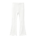 thumbnail image 3 of VV AVEORS Girls Flare Leggings School Uniform Pants For Teen Girls Bell Bottoms Ruffle Trim Bootcut Pant White 170, 3 of 6