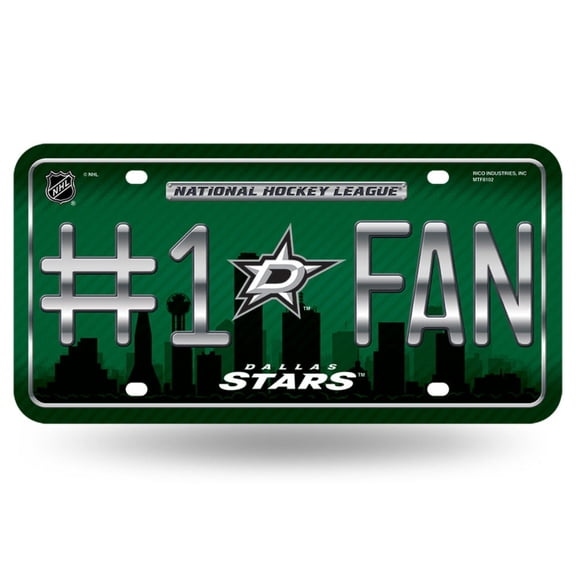 Dallas Hockey Stars #1 Fan Metal License Plate Tag - Number One! Let's Go!!