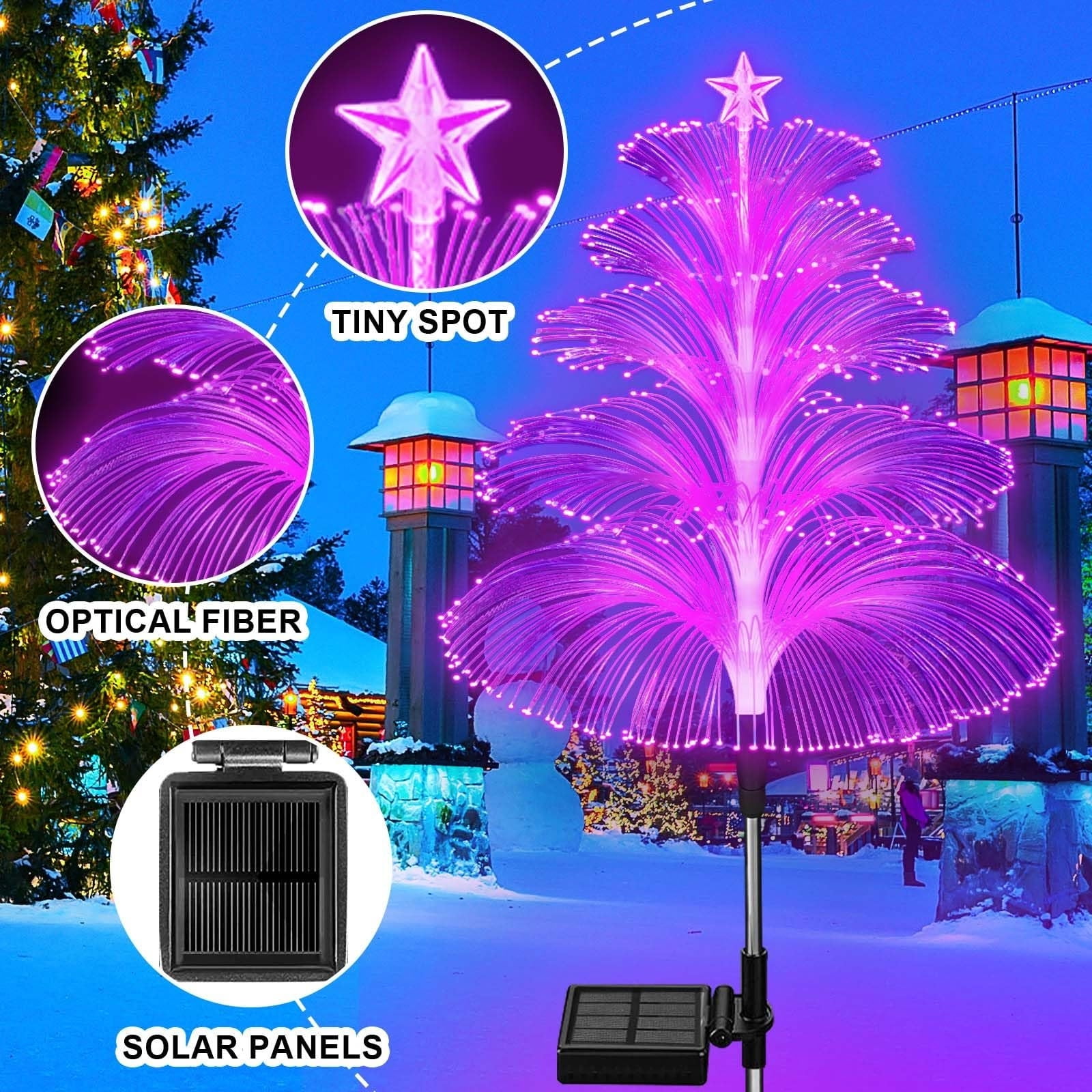 Clearance! New Christmas Outdoor Ground Plug Light, Upgraded 7 Color Changing 5 Layer Jellyfish And Star Solar Garden Lights Decorative, 5pc
