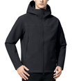 thumbnail image 2 of Men's Lightweight Hooded Windbreaker, Breathable Active Performance Waterproof Rain Shell Jacket with Multi Zipper Pockets, Outdoor Outerwear for Work, Commuting,Hiking & Fishing Black, 2 of 6