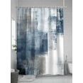thumbnail image 5 of Abstract Art Shower Curtain, Gradient Dark Blue Vintage Minimalist Waterproof Shower Curtain Set with 12 Hooks Lightweight Washable Fabric Shower Curtains for Bathroom 60x72 Inches, 5 of 6
