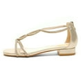 thumbnail image 2 of XYD Women's Crystal Low Heel Sandals Square Open Toe Strappy Flats with Back Zip Stylish Dress Shoes Size 13.5 Gold, 2 of 4