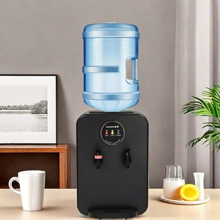 KEAIDO Countertop Dispenser, Top-Loading Water Cooler for 5 Gallon Bottles with Hot, Cold, and Room Temperature Options, Easy-to-Clean Design for Kitchens, Dorms, or Offices, Black