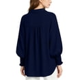 thumbnail image 3 of MYAOYINo Boundaries Womens Button Down Shirt Smocked Cuffs Long Sleeve Casual Blouse with Pocket, 3 of 8