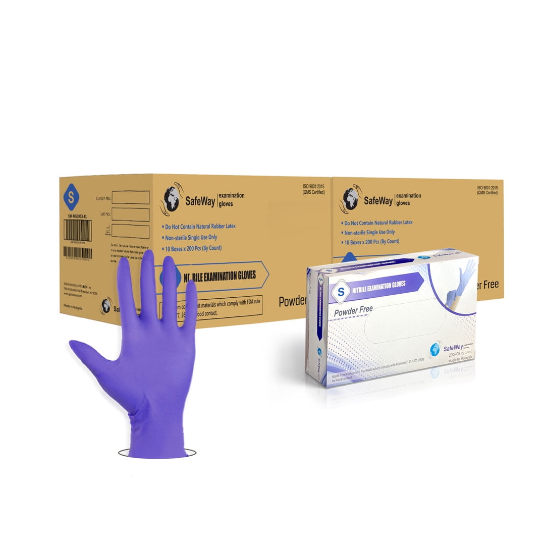 SafeWay Premium Nitrile Disposable Exam Gloves, Small, 4000/Box
