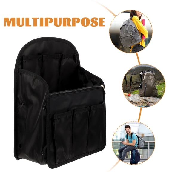 LEORX Mini Backpack Organizer Insert Square Black Nylon 1Pcs Compact and Portable for Women and Men