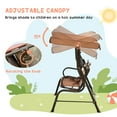 thumbnail image 4 of Outsunny Kids Patio Swing, Adjustable Canopy Swing Glider, Kids Outdoor Swing Chair with 2 Seats, Seat-Belted Safety, Coffee Brown, for Ages 3-6, 4 of 9