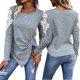 thumbnail image 1 of TRKIYQC Mujer Primavera Otoño Casual Tops Manga Larga O Cuello Irregular Dobladillo Encaje Floral Camiseta TRKIYQC moda, 1 of 10
