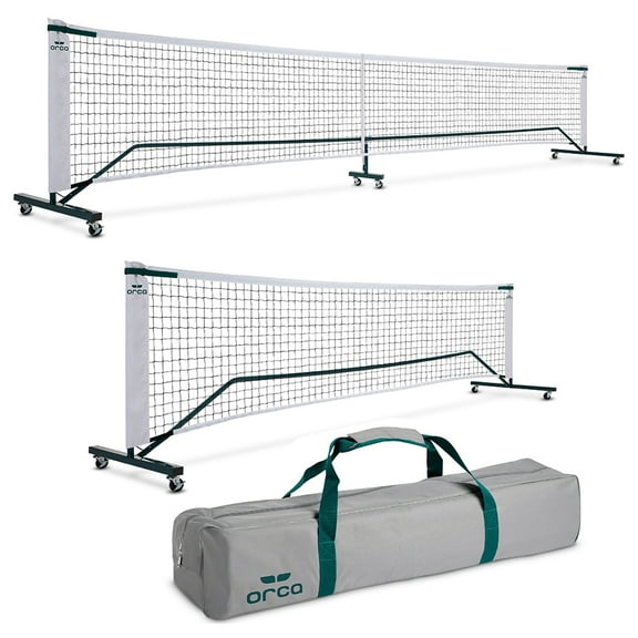 2-in-1 Pickleball Net 22-ft Full Court Meets USAPA Regulations and 11-ft Half Court Net Set with Steel Frame Poles & Locking Wheels Games by ORCA