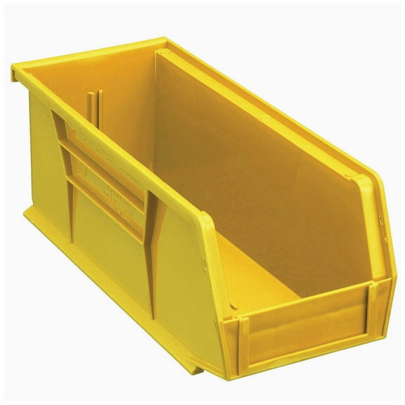Global Industrial SB4104Y Plastic Hang & Stack Bin, Yellow - 10.875 x 4.125 x 4 in.