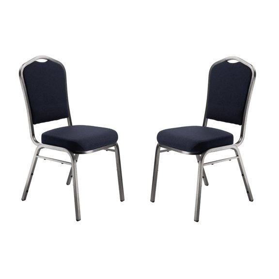 Hampden Furnishings Lila Collection Fabric Banquet Chair, Dark Blue, Pack of 2