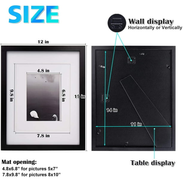 Cadre Photo Noir 9x11 En Bois - Montage Mural Ou Sur Table - Fini Satiné