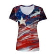 thumbnail image 4 of OAVQHLG3B 4th of July Outfits for Women American Flag T Shirt Summer Tops for Women Tops Printe Casual Loose Fit Tee Shirts Blouse Print V-neck Shirt, 4 of 5