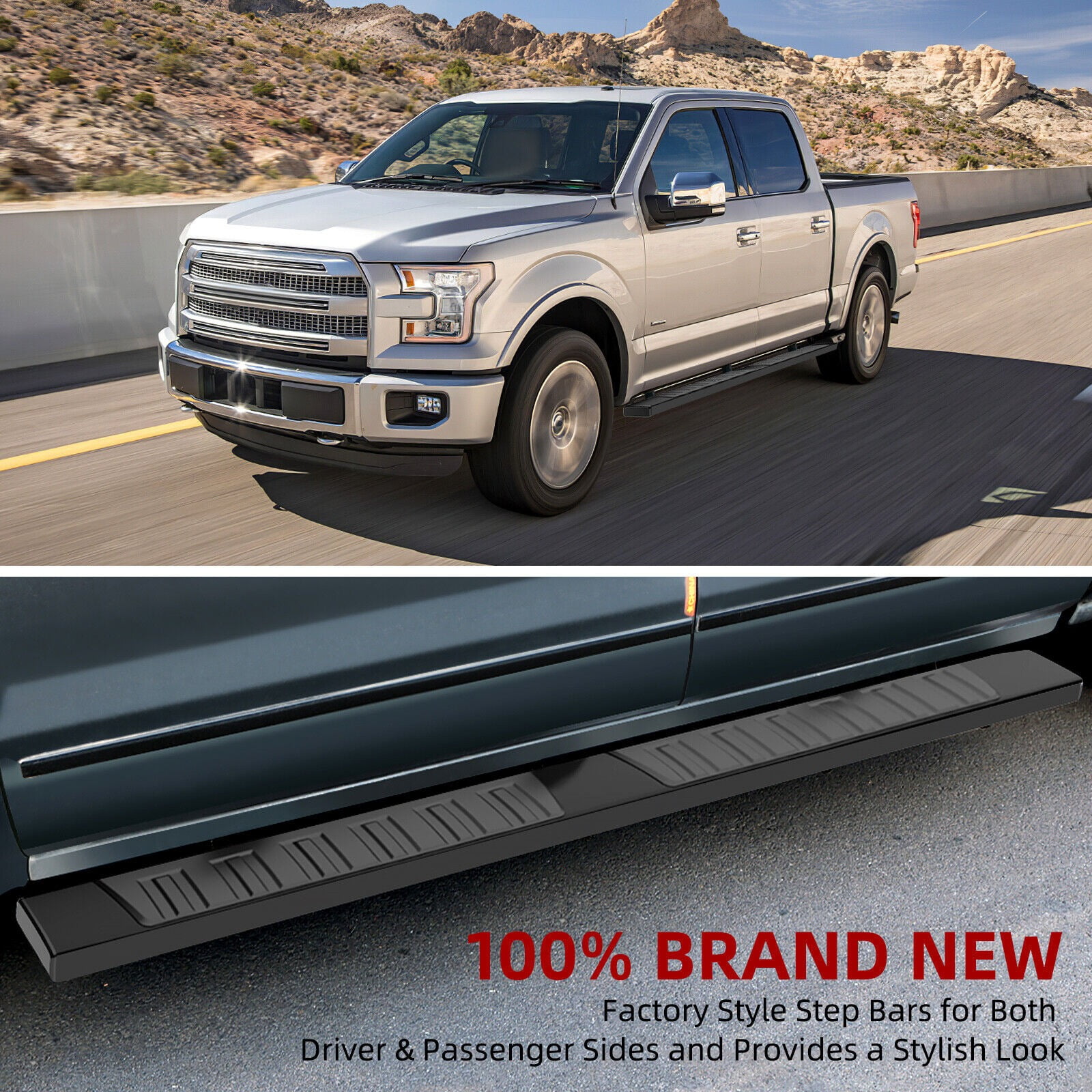 RVNI Running Board for 2015-2023 2024 2025 Ford F-150 Super Crew Cab/17-24 Ford F-250 F-350 Super Duty Crew Cab 6 in f150 Running Boards Side Steps Nerf Bars