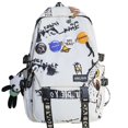 thumbnail image 1 of Cool Women Men Graffiti Pattern Trendy Backpack Lady Travel Badge Backpack Harajuku Bag Female Male College Girl Boy Student Bag qiuyongming unisex, 1 of 2