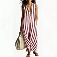 thumbnail image 5 of TaTaai Womens Dresses Sleeveless V Neck Striped Print Pocket Pullover Casual Loose Comfy Soft for Daily Beach, 5 of 7