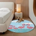 thumbnail image 3 of Summer Cute Flamingo Large Round Rug 8 FT, Non Slip Living Room Area Carpet, Cartoon Animal Cloud Blue Sky Washable Soft Circle Rug Non-Shedding Floor Carpet for Bedroom Office Dining Room, 3 of 9