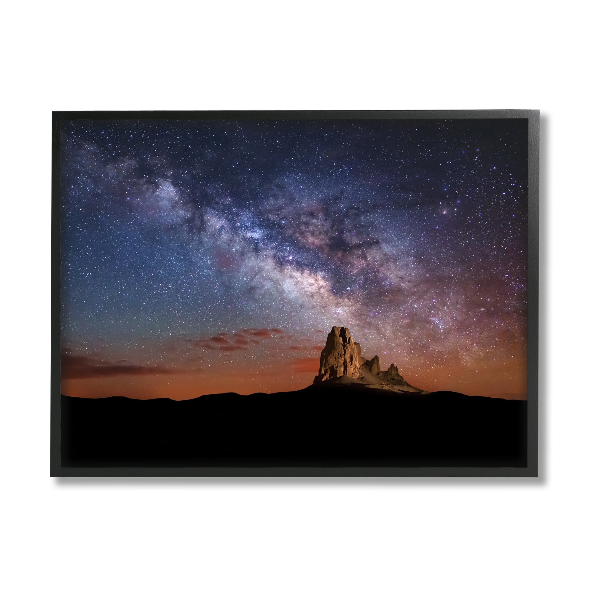 Stupell Industries Dazzling Starry Sky Milky Way Desert Butte Graphic Art White Framed Art Print Wall Art, Design by Royce Bair