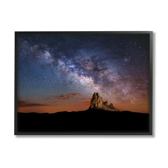 Stupell Industries Dazzling Starry Sky Milky Way Desert Butte Graphic Art Black Framed Art Print Wall Art, Design by Royce Bair