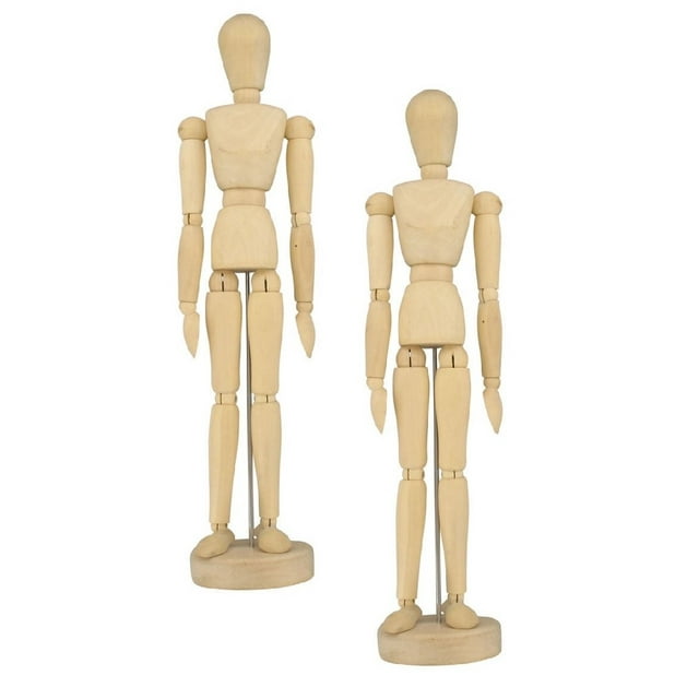 Set of 2 Human Artist Drawing Models 12" Wood Figure Manikin Mannequin