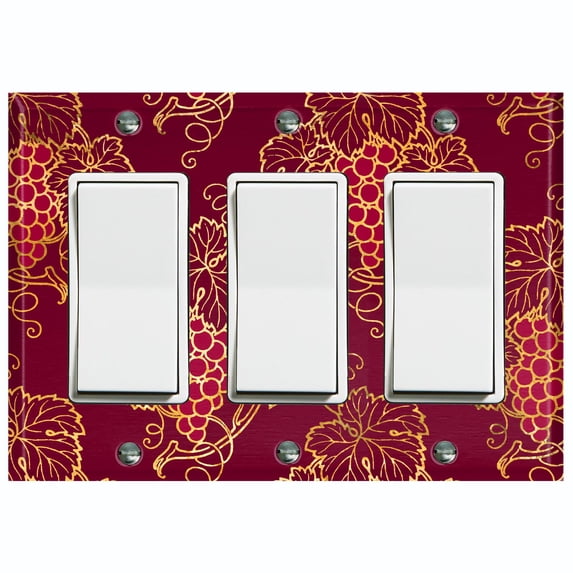Metal Light Switch Plate Cover Elegant Burgundy Grape Vine Damask DAM075