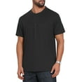 thumbnail image 4 of INSPIRE CHIC Men's Henley Shirt Breathable Short Sleeve Button Down T-Shirts S Black, 4 of 6