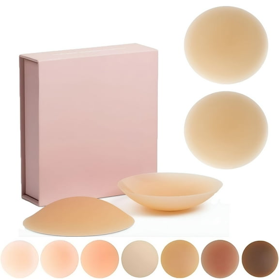 TELOLY Grippy Seamless Covers, Nipple Covers Full Coverage, Silicone Non Adhesive Breathable Nipple Cover, A Pair