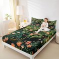 thumbnail image 2 of Manfei Kawaii Kitten Fitted Sheet Full, Boho Garden Groovy Bed Set, Green Black, 3 Pieces, 1 Fitted Sheet and 2 Pillowcases, 2 of 6