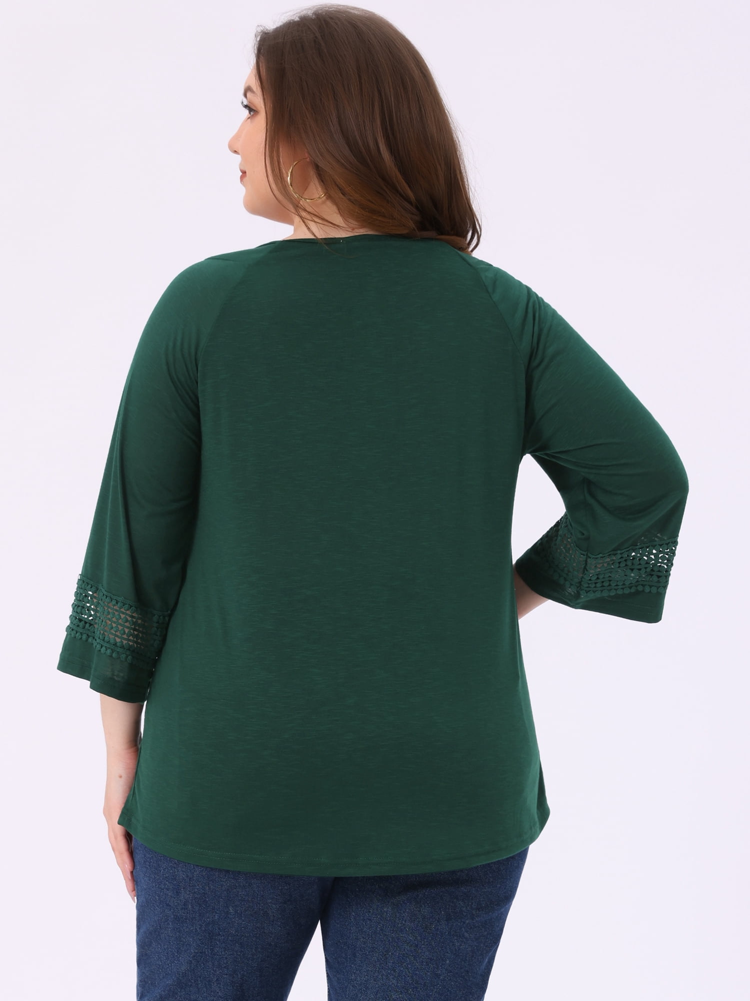 DARING DIVA Women's Plus Size Winter Kimono Long Sleeve Casual Top 1X Dark Green