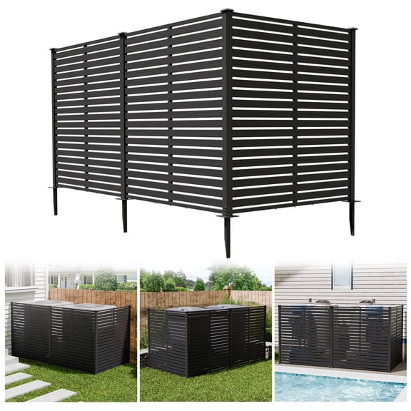 TopComfy 94" W x 48" H Air Conditioner Fence Panels, Outdoor Privacy Screens, Pool Equipment Enclosure, Trash Can Screens Fence Kit for Outside Backyard Patio, Black