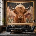 thumbnail image 6 of Highland Cow in Desert Moonlight with Stars, Mystical Fantasy for Animal Lovers, Wildlife Wall Decor Housewarming Gift Tapestry Wall Hanging for Living Room and Bedroom, 6 of 7