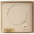 thumbnail image 3 of 6 1/4 inch Round Eye Hook Bangle Bracelet w/ Cancer Awareness medal charm w/ July Red Swarovski Crystal, 3 of 3