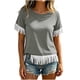 thumbnail image 2 of Neewe Women's Short Sleeve Fringed Hem Knit Vest Summer Lightweight Plain Crewneck Tops Daily Outfits, 2 of 8