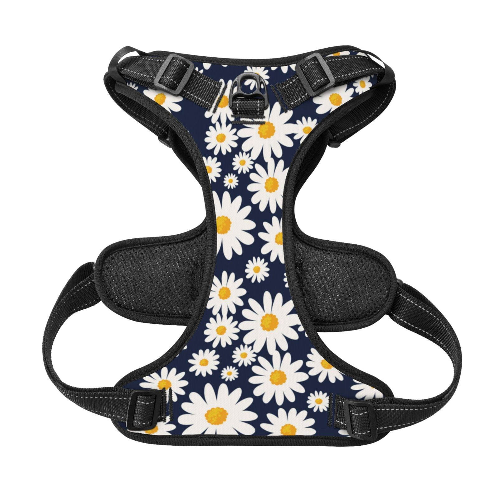 Kdxio Daisy Floral Print No Pull Dog Harness Adjustable Reflective Oxford Easy Control Medium Large Dog Harness for Training and Everyday-Medium