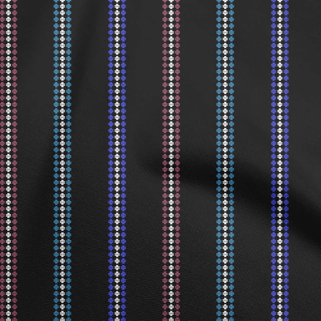 oneOone Cotton Silk Medium Blue Fabric Geometrical Stripes Sewing Craft Projects Fabric Prints By Yard 42 Inch Wide