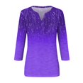 thumbnail image 3 of DENGDENG Womens 3/4 Sleeve Tops Lightweight V Neck Shirt Tie Dye Fashion Blouse Summer Three Quarter Length Sleeve T Shirts Petite Vintage Tunic Tops Purple S, 3 of 4