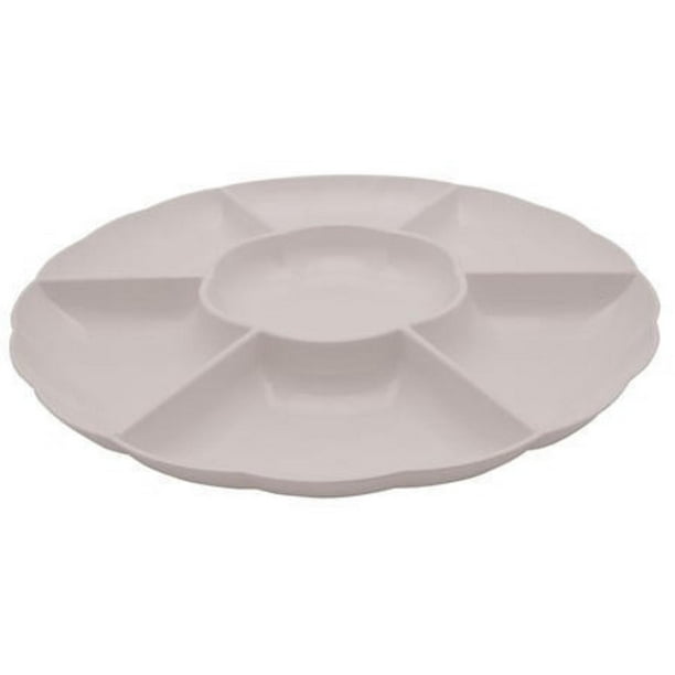 Pack of 6 White 16" Round Compartment Plastic Serving Tray Walmart