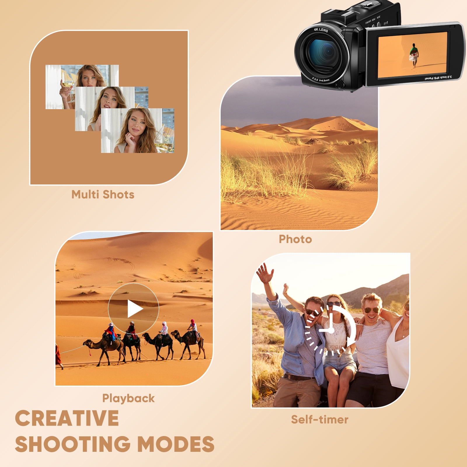 ORDRO 4K 30FPS Video Camera 64MP Camcorder with IR Night Vision 18X Digital Zoom for Vlog Youtube