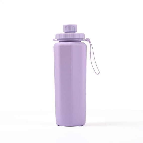 YOSANG Collapsible Water Bottles 21oz (600mL), Foldable Platinum Silicone Travel Water Bottle & Portable Hand Rope, Leak-Resistant Screw Lid, Wide Mouth, BPA-Free for Hiking, Camping, Travel