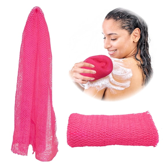 Adeton Esponja exfoliante africana auténtica auténtica para el cuerpo, paño de baño largo, exfoliante corporal, accesorios de ducha Sapo, exfoliante para el cuero cabelludo, removedor plano de piel mu