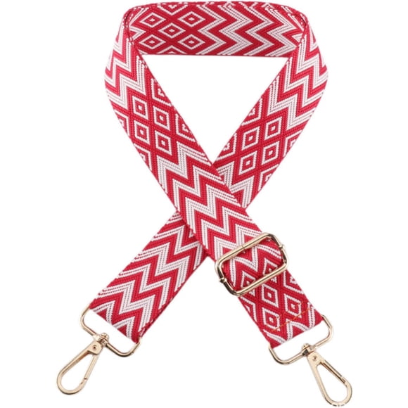 Nvzi Correa de bolso de hombro bordada de longitud ajustable de 11 a 51 pulgadas, correa de billetera, correa de bolso cruzado, accesorios para bolso (rojo)