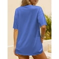 thumbnail image 4 of Fancyglim Womens Shirts Oversized Tunic Summer V Neck Half Sleeve Tee Blouse Blue S, 4 of 7