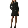 thumbnail image 5 of INSPIRE CHIC Women's Winter Elegant Contrast Color Lapel Collar Long Trench Coat, 5 of 7