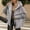 Grey, variant on Women Jacket Hooded Thick Solid Padded Coat Fuzzy Wool Button Down Patchwork Coats (Beige M)